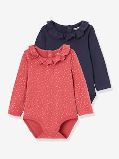 Set van 2 rompers met rond kraagje en lange mouwen - vertbaudet enfant Baby-Set van 2 rompers met rond kraagje en lange mouwen