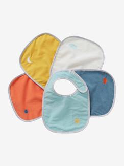 De 5 slabbetjes van badstof en PVC - vertbaudet enfant Verzorging-Baby eet en drinkt-De 5 slabbetjes van badstof en PVC