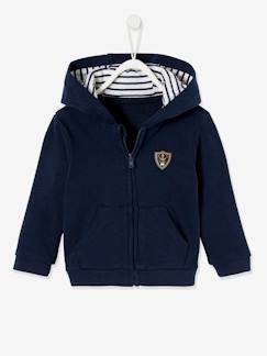 Jongensbabysweater met rits en capuchon - vertbaudet enfant -Jongensbabysweater met rits en capuchon