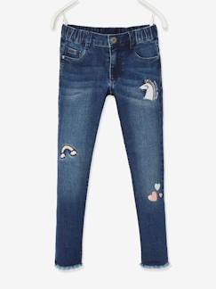 Meisjesjeans met sierbadges gemakkelijk aan te trekken - vertbaudet enfant Meisje-Meisjesjeans met sierbadges gemakkelijk aan te trekken