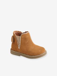 Elastische leren laarsjes voor meisjesbaby's - vertbaudet enfant Schoenen-Baby schoenen 17-26-Loopt meisje 19-26-Boots, laarsjes en laarzen-Elastische leren laarsjes voor meisjesbaby's