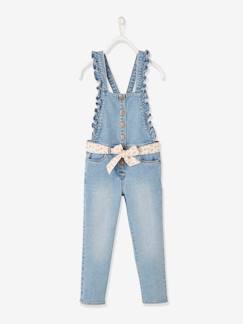 Denim meisjestuinbroek met ruches op de bandjes - vertbaudet enfant Meisje-Denim meisjestuinbroek met ruches op de bandjes