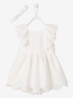 Ceremonieset voor baby met jurk, bloomer en haarband - vertbaudet enfant Baby-Ceremonieset voor baby met jurk, bloomer en haarband
