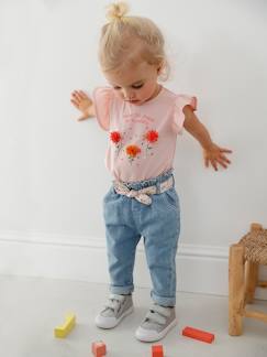 Babyjeans met stoffen riem - vertbaudet enfant Baby-Babyjeans met stoffen riem