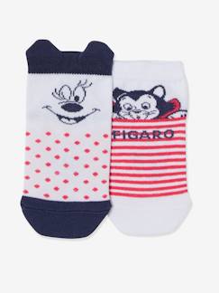 Set van 2 paar halfsokken Disney Minnie en Figaro® - vertbaudet enfant Meisje-Set van 2 paar halfsokken Disney Minnie en Figaro®