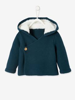 Vest met capuchon met imitatiebontvoering - vertbaudet enfant Baby-Vest met capuchon met imitatiebontvoering