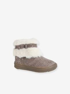 Gevoerde leren laarsjes voor meisjesbaby - vertbaudet enfant Schoenen-Baby schoenen 17-26-Loopt meisje 19-26-Boots, laarsjes en laarzen-Gevoerde leren laarsjes voor meisjesbaby