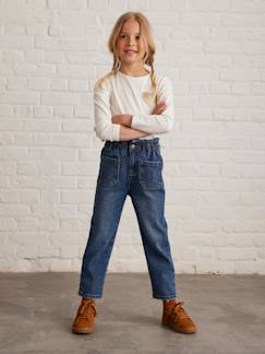Meisjesjeans in paperbag-stijl - vertbaudet enfant Meisje-Meisjesjeans in paperbag-stijl