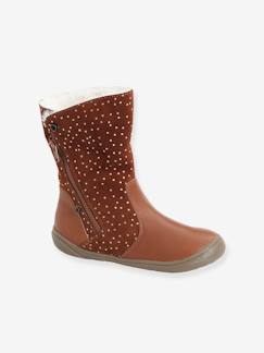 Leren halfhoge meisjeslaarzen - vertbaudet enfant Schoenen-Leren halfhoge meisjeslaarzen
