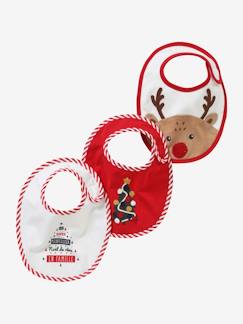 Set van 3 babyslabbetjes speciale kerstcapsule familie - vertbaudet enfant Verzorging-Baby eet en drinkt-Set van 3 babyslabbetjes speciale kerstcapsule familie