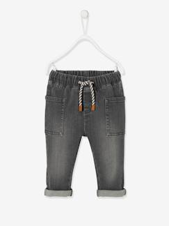 Denim babybroek met elastische tailleband - vertbaudet enfant Baby-Denim babybroek met elastische tailleband