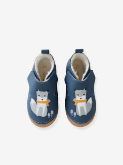 Gevoerde jongensslofjes van soepel leer - vertbaudet enfant Schoenen-Gevoerde jongensslofjes van soepel leer