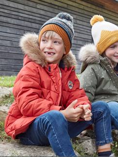 Jongensdonsjack met capuchon gevoerd met fleece van gerecycled polyester - vertbaudet enfant Jongens-Mantel, jas-Gewatteerde jas-Jongensdonsjack met capuchon gevoerd met fleece van gerecycled polyester