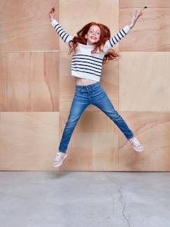 Rechte jeans voor meisjes MorphologiK heupomtrek LARGE - vertbaudet enfant Meisje-Rechte jeans voor meisjes MorphologiK heupomtrek LARGE