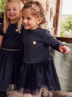 Kerstmeisjesjurk van twee soorten materiaal - vertbaudet enfant Meisje-Jurk-Kerstmeisjesjurk van twee soorten materiaal
