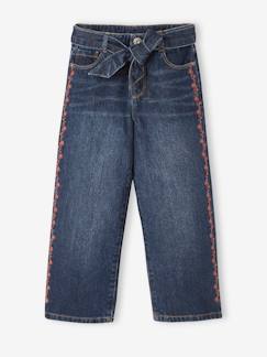 Broek met wijde pijpen en bloemenborduursel voor meisjes - vertbaudet enfant Meisje-Broek met wijde pijpen en bloemenborduursel voor meisjes