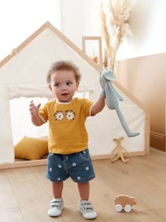 Baby denim short met geborduurde bloemen - vertbaudet enfant Baby-Baby denim short met geborduurde bloemen