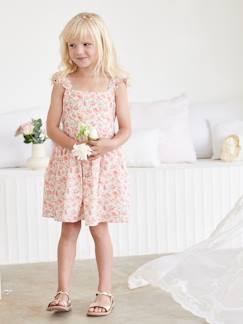 Feestelijke bloemetjesjurk met bandjes met ruches - vertbaudet enfant -Feestelijke bloemetjesjurk met bandjes met ruches