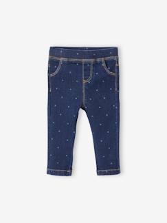 Treggig baby meisje van denim met print - vertbaudet enfant Baby-Treggig baby meisje van denim met print
