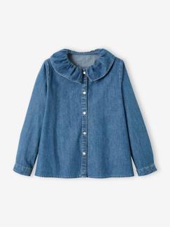 Licht denim blousje met kraag - vertbaudet enfant Meisje-Licht denim blousje met kraag