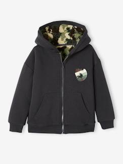 Jongenssweater met rits en sherpa voering. - vertbaudet enfant Jongens-Trui, vest, sweater-Sweater-Jongenssweater met rits en sherpa voering.