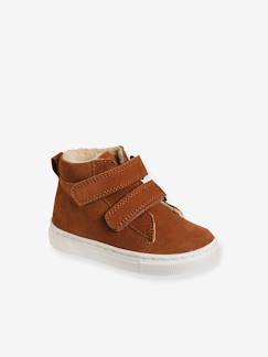 Halfgevoerde leren sneakers voor baby - vertbaudet enfant Schoenen-Halfgevoerde leren sneakers voor baby