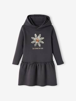 Meisjesjurk met capuchon van sweatstof - vertbaudet enfant -Meisjesjurk met capuchon van sweatstof