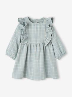 Babyjurk met ruitjes en ruches - vertbaudet enfant Baby-Babyjurk met ruitjes en ruches