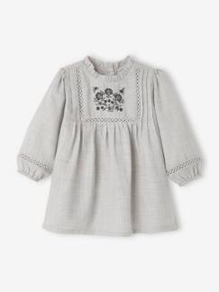 Babyjurkje met geborduurd slabbetje - vertbaudet enfant Baby-Babyjurkje met geborduurd slabbetje