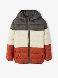 Lichtgewicht omkeerbaar jongensjack met capuchon en gerecyclede polyester voering - vertbaudet enfant Jongens-Mantel, jas-Gewatteerde jas-Lichtgewicht omkeerbaar jongensjack met capuchon en gerecyclede polyester voering