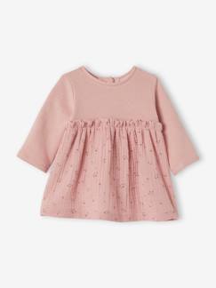 Fluwelen babyjurk van twee soorten materiaal - vertbaudet enfant Baby-Fluwelen babyjurk van twee soorten materiaal