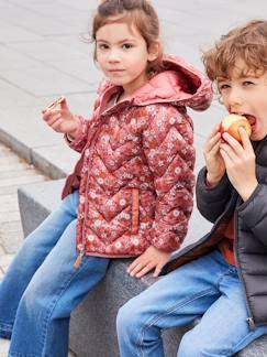 Lichte donsjas voor meisjes met capuchon en print - vertbaudet enfant Meisje-Lichte donsjas voor meisjes met capuchon en print