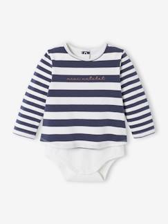 Baby-T-shirt-marinebody met lange mouwen - vertbaudet enfant Baby-Baby-T-shirt-marinebody met lange mouwen