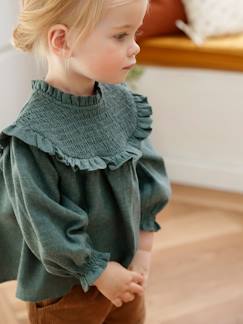 Babyblouse met smokwerk en bijpassende hoofdband - vertbaudet enfant Baby-Overhemd, blouse-Babyblouse met smokwerk en bijpassende hoofdband