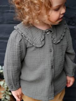 Babybloesje van katoenen gaas met mooie kraag - vertbaudet enfant Baby-Babybloesje van katoenen gaas met mooie kraag