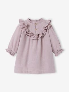 Babyjurk met ruches van gechineerd twill - vertbaudet enfant Baby-Babyjurk met ruches van gechineerd twill