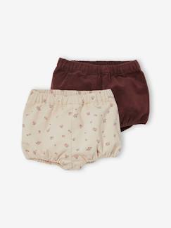 Set van 2 fluwelen bloomers voor babymeisjes - vertbaudet enfant Baby-Short-Set van 2 fluwelen bloomers voor babymeisjes