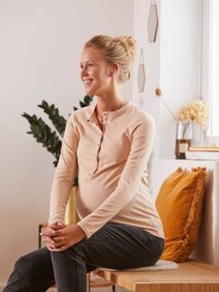 T-shirt met Tunisische knoopsluiting, voor zwangerschap en borstvoeding - vertbaudet enfant Zwangerschapskleding-T-shirt met Tunisische knoopsluiting, voor zwangerschap en borstvoeding