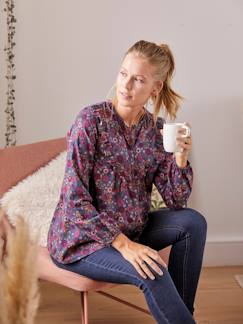 Zwangerschaps- en borstvoedingsblouse met print en knopen - vertbaudet enfant Zwangerschapskleding-Zwangerschaps- en borstvoedingsblouse met print en knopen