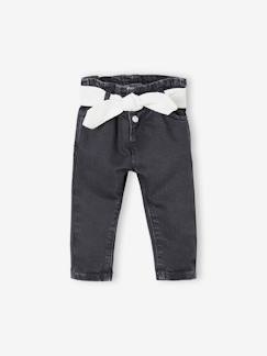 Baby jeans met riem van Engels borduurwerk - vertbaudet enfant Baby-Baby jeans met riem van Engels borduurwerk