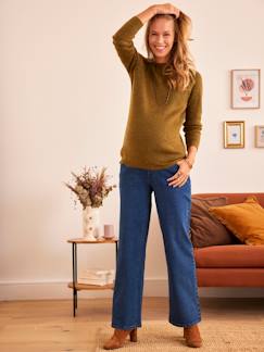 Positiespijkerbroek Wide Leg binnenbeenlengte 78 cm - vertbaudet enfant Zwangerschapskleding-Positiespijkerbroek Wide Leg binnenbeenlengte 78 cm