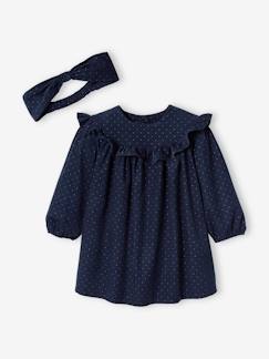 Fluwelen babyjurk met bijpassende haarband - vertbaudet enfant Baby-Fluwelen babyjurk met bijpassende haarband