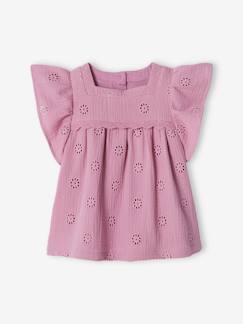 Blouse van katoengaas met geborduurde bloemen - vertbaudet enfant Meisje-Blouse van katoengaas met geborduurde bloemen