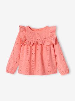Blouse met ruches van Engels borduurwerk meisje - vertbaudet enfant -Blouse met ruches van Engels borduurwerk meisje