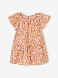 Babyjurk met bloemen en vlindermouwen - vertbaudet enfant Baby-Rok, jurk-Babyjurk met bloemen en vlindermouwen