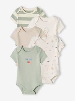 Set van 5 rompertjes "strand" baby Amerikaanse mouwgaten - vertbaudet enfant Baby-Set van 5 rompertjes "strand" baby Amerikaanse mouwgaten