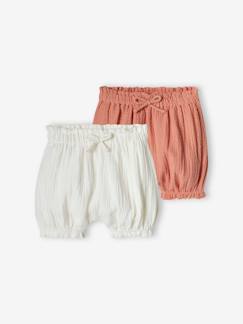 Set van 2 bloomers voor babymeisje van katoengaas - vertbaudet enfant Baby-Short-Set van 2 bloomers voor babymeisje van katoengaas