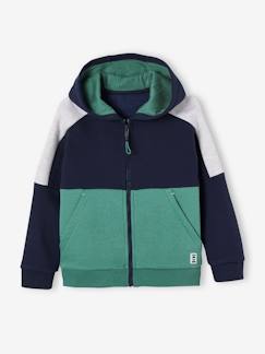 Sportieve sweater met rits en capuchon, colourblock effect, jongens - vertbaudet enfant Jongens-Sportieve sweater met rits en capuchon, colourblock effect, jongens