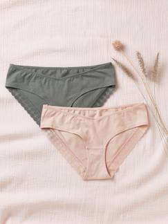 Set van 2 zwangerschaps-shorts in rekbaar katoen en kant - vertbaudet enfant Zwangerschapskleding-Lingerie-Set van 2 zwangerschaps-shorts in rekbaar katoen en kant