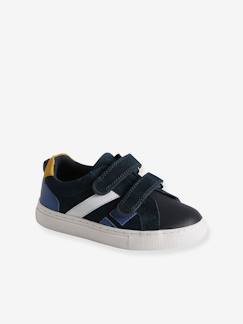 Leren sneakers met klittenband voor jongens kleutercollectie - vertbaudet enfant Schoenen-Jongen schoenen 23-38-Sneakers, gympen-Leren sneakers met klittenband voor jongens kleutercollectie